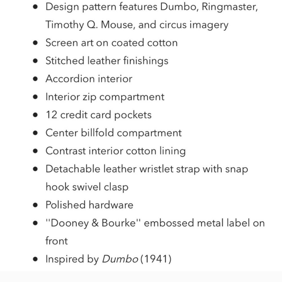 Limited Edition Dumbo Dooney & Bourke Wristlet NWT - Picture 12 of 13